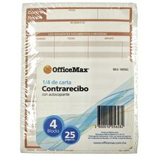 Contrarecibos OfficeMax Autocopiante 4 Blocs de 25 juegos c/u