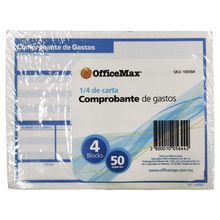Comprobantes de Gastos OfficeMax 4 Blocs con 50 hojas c/u