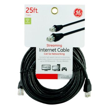 Cable de red GE Ethernet Cat 5e 25 Pies Negro