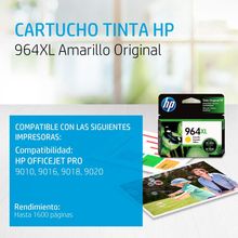 Cartucho de Tinta HP 964XL Amarilla original 3JA56AL