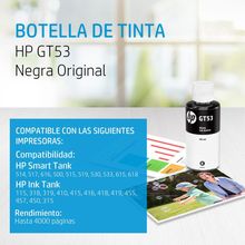 Botella de Tinta Negra HP GT53 Original 1VV22AL