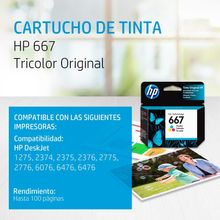 Cartucho de Tinta HP 667 Tricolor Original 3YM78AL