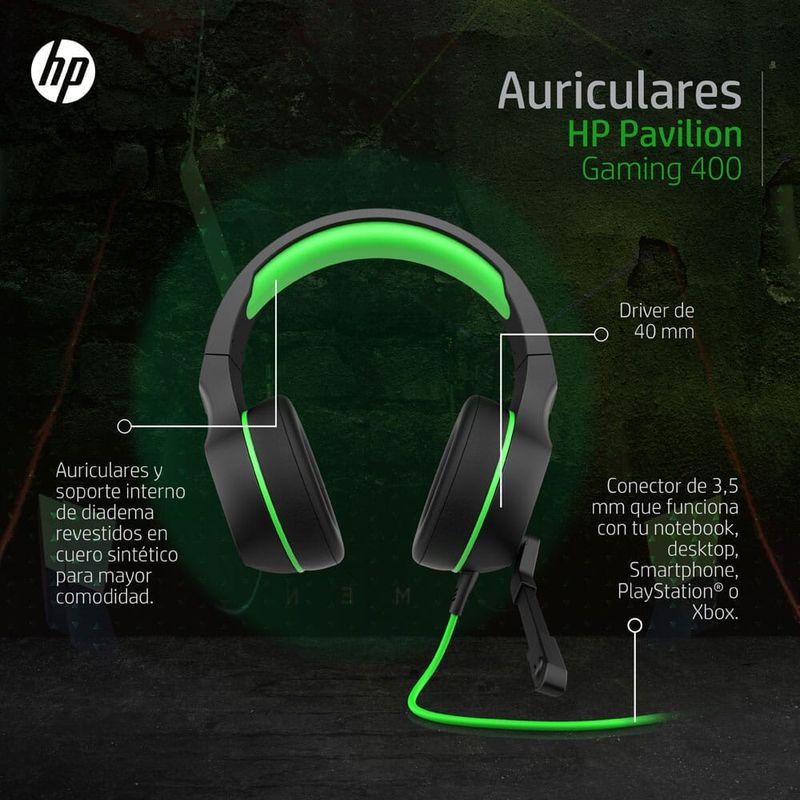 Auriculares gaming con micrófono 2025 y cable hp pavilion 400