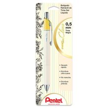 Bolígrafo de Gel Pentel Energel Clena Negro Varios Diseños 1 pza