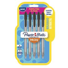 Bolígrafo Paper Mate Kilométrico Punto Fino Negro 5 pzas