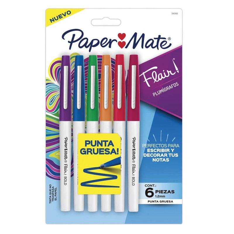 Bolígrafos de Gel Paper Mate Punta Fina 6 piezas, Bolígrafos
