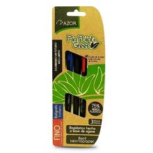 Bolígrafo Azor Pin Point Green Fino Multicolor 3 pzas