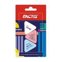 Gomas Factis Triangular Varios Colores 3 piezas