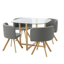 Set Mesa y 4 Sillas Alterego Graph Gris con Madera