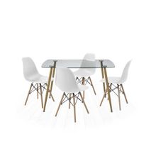 Set de Mesa y 4 Sillas Alterego Blanco con Madera