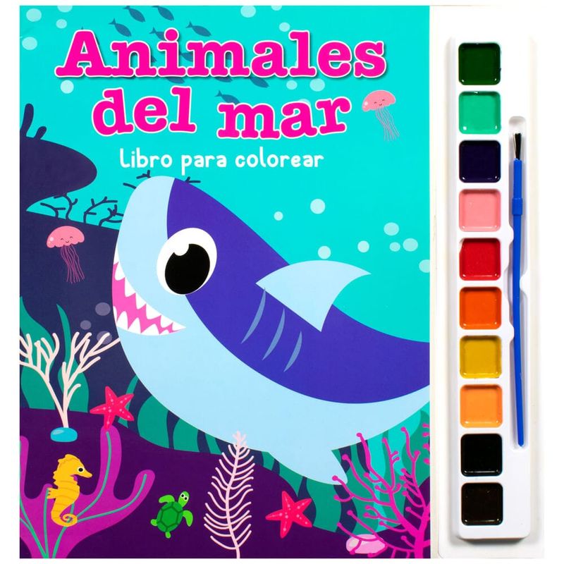 Libro para Colorear con Acuarelas Animales del Mar, Libros