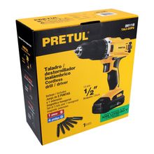 Taladro Inalámbrico Pretul 1/2" 20V más 5 Puntas 26118