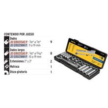 Juego de 21 Herramientas 3/8' Milimétricas Pretul