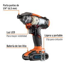 Destornillador de Impacto Inalámbrico Truper 1/4' 20V Batería Ion Litio