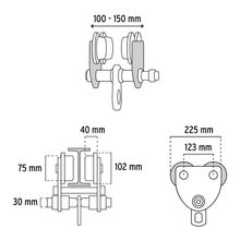 Trole de Carga 2 ton para Vigas IPS e IPR Ajustable Truper