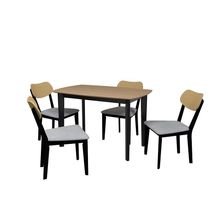 Mesa con 4 Sillas Alterego Roma Negro con Madera y Gris