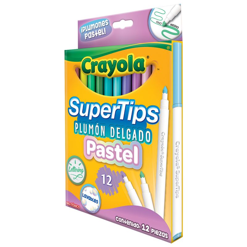 Plumones Crayola Super Tips Pastel 12 pzas