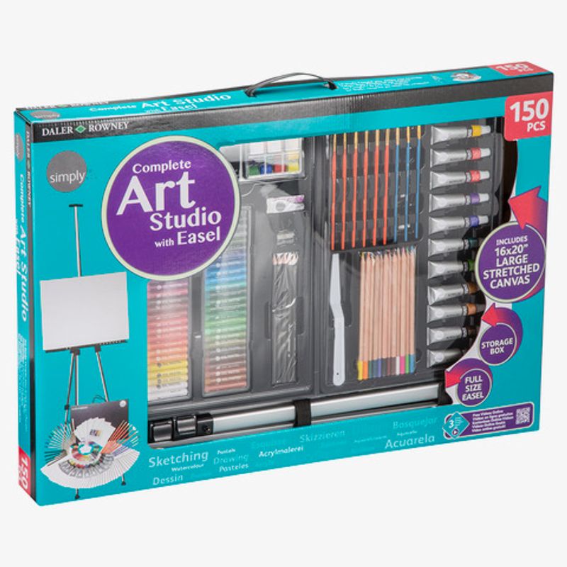 Daler-Rowney Simply Complete Art Easel Studio Set, 150 Piece