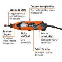 Herramienta Rotativa Profesional 150 W Truper con 97 Accesorios