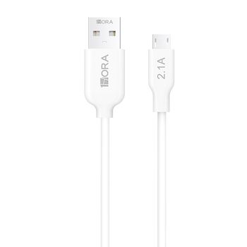 Cable USB a Micro USB 1Hora 2.1A Blanco 1 metro