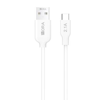 Cable USB a USB-C 1Hora 2.1A Blanco 1 metro