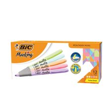 Plumones Bic Marking Punta Cincel Pastel 12 piezas