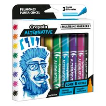 Plumones Crayola Alternative Multiline Punta Cincel 8 piezas