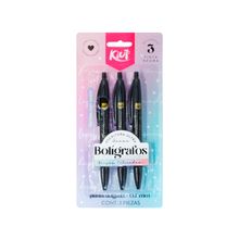 Bolígrafos Kiut Tinta Negra 0.7mm 3 piezas