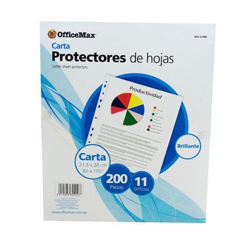 Protectores de Hojas OfficeMax Brillante Tamaño Carta 200 piezas