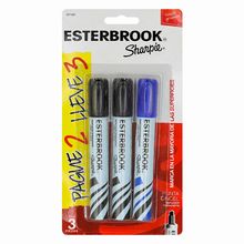 Marcadores Permanentes Sharpie Esterbrook Punta Cincel 3 piezas