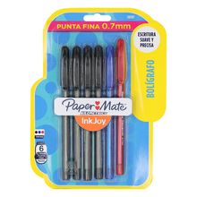 Bolígrafos Paper Mate Kilométrico InkJoy Punta Fina 6 piezas