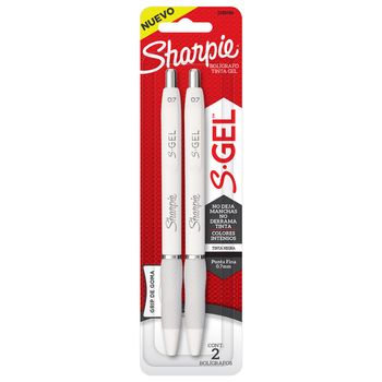 Bolígrafos de Gel Sharpie S-Gel Fashion Tinta Negra Blancos .7mm 2 piezas