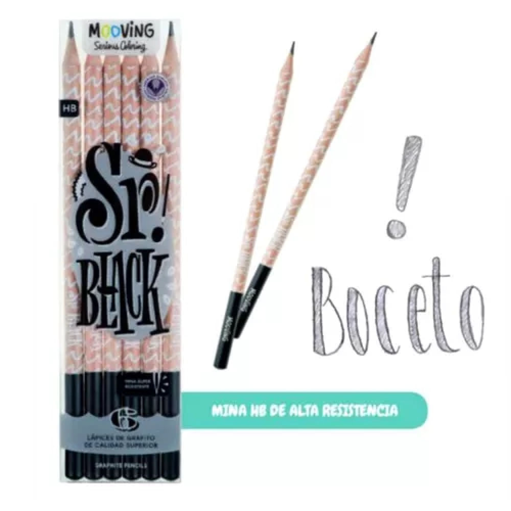 Pack de 6 lápices de dibujo de distinta dureza – Viuda Negra Premium Supply