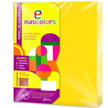 Hojas Tamaño Carta Eurocolors Amarillo 100 hojas