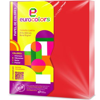 Hojas Tamaño Carta Eurocolors Rojo 100 hojas