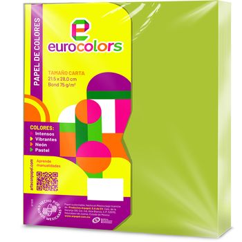 Hojas Tamaño Carta Eurocolors Verde 100 hojas