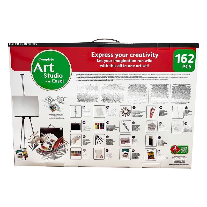 Daler-Rowney Simply 162-Piece Complete Art Studio Art Kit with Easel and  Canvas