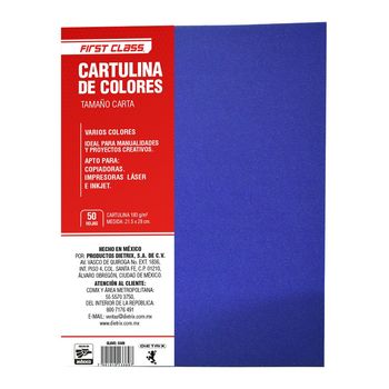 Cartulina Tamaño Carta First Class Colores 50 hojas