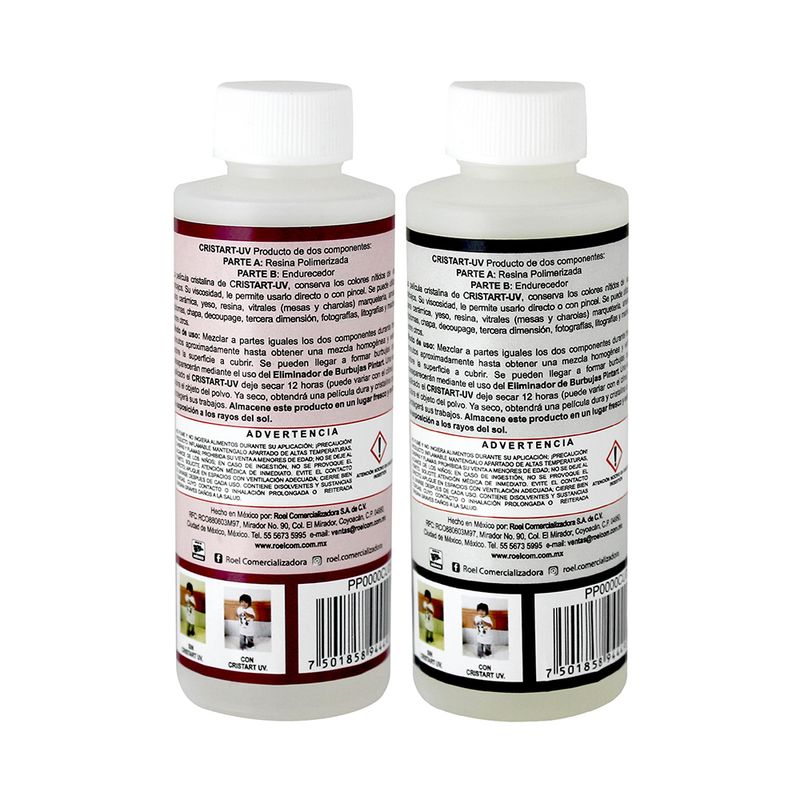 Resina Polimerizada Roel Pintart Cristart-UV A+B 120ml, Proyectores