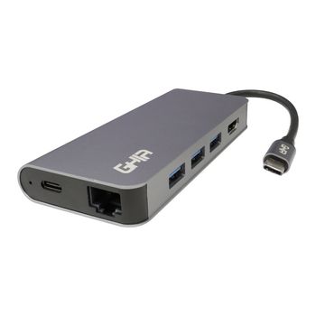 Adaptador Multipuerto 8 en 1  Ghia AC-10020 USB C a SD TF RJ45 HDMI USB-C PD