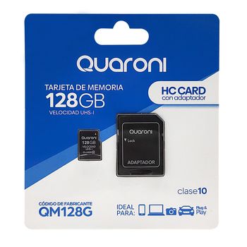 Memoria MicroSD Quaroni 128GB Clase 10 con Adaptador