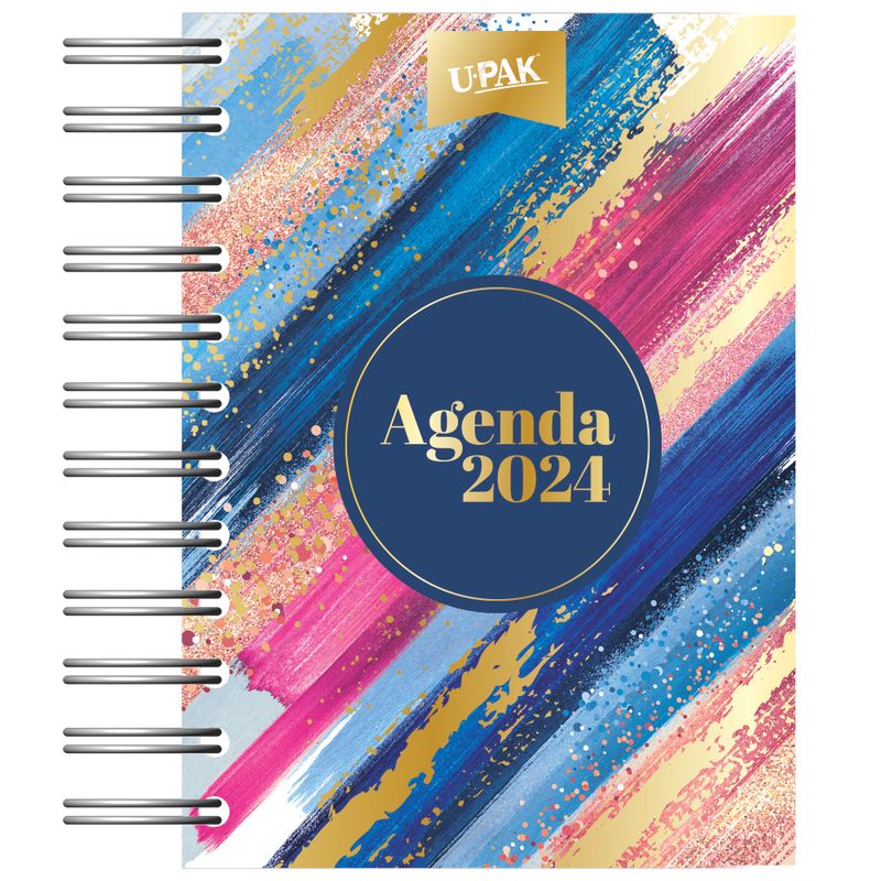 Agenda Diaria 2024 Upak Básica Líneas Brush Varios Modelos 1 pieza, Agendas y Calendarios