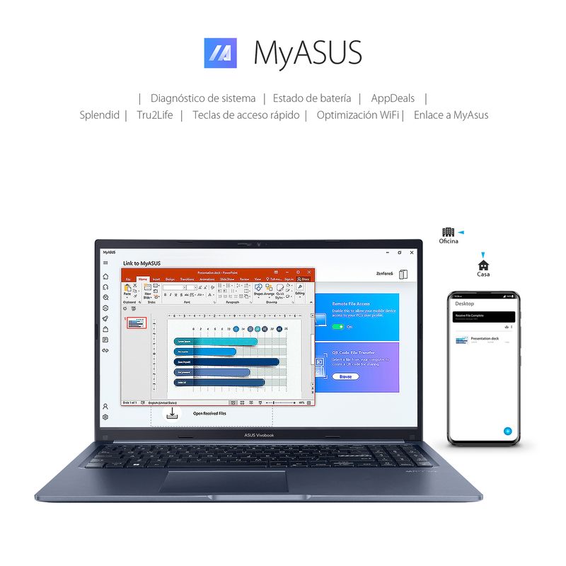 Laptop Asus Vivobook X1502ZA RAM 12GB SSD 256GB Core i7 W11 15" Azul Laptops OfficeMax