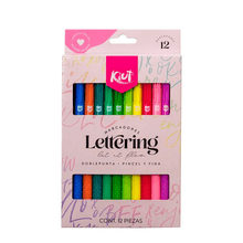 Marcadores Kiut Lettering Punta Pincel 12 piezas