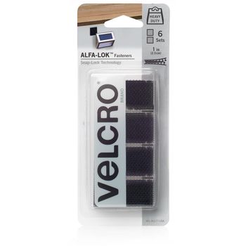 Sujetadores Velcro Alfa Lok Cuadros Negro 2.5x2.5cm 6 piezas