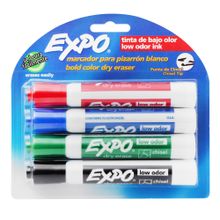 Marcadores para Pizarrón Expo Punta Cincel Rojo Azul Verde y Negro 4 piezas