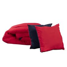 Set de Edredón King Size Doble Vista con 2 Cojines y 2 Fundas Decorativas Dicasa Couzy Rojo y Azul