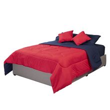 Set de Edredón King Size Doble Vista con 2 Cojines y 2 Fundas Decorativas Dicasa Couzy Rojo y Azul