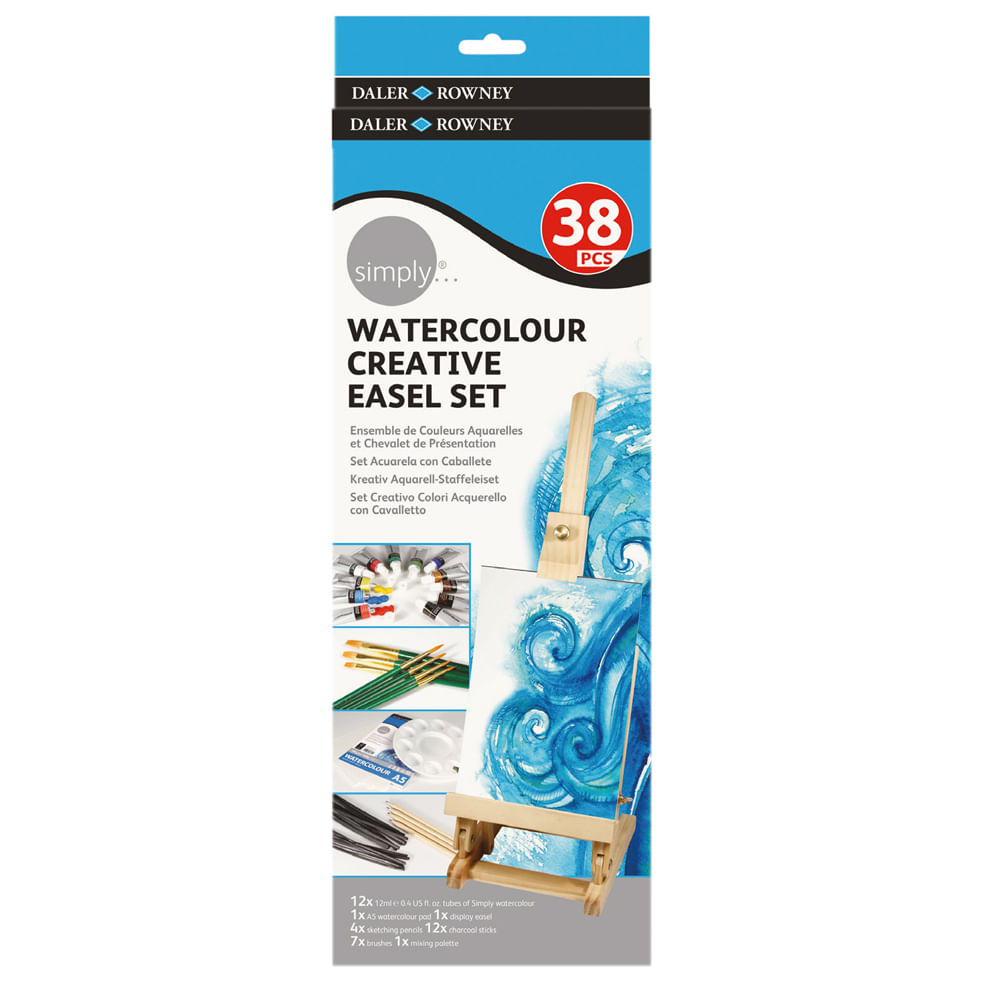 Set Daler Rowney Simply – 12 Crayons Aquarellables + 1 Pinceau Réservoir D’eau – Idéal Débutants