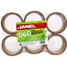 Cintas Canela para Empaque Janel 060 48mm x 50m 6 piezas